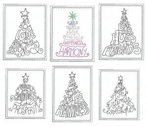 Stickserie ITH - Postkarten Set Wunschbäume